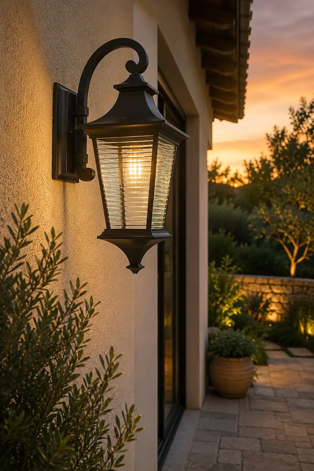 Retro Waterproof Creative Stripes Glass Shade Modern Outdoor Wall Light - Lumpaz