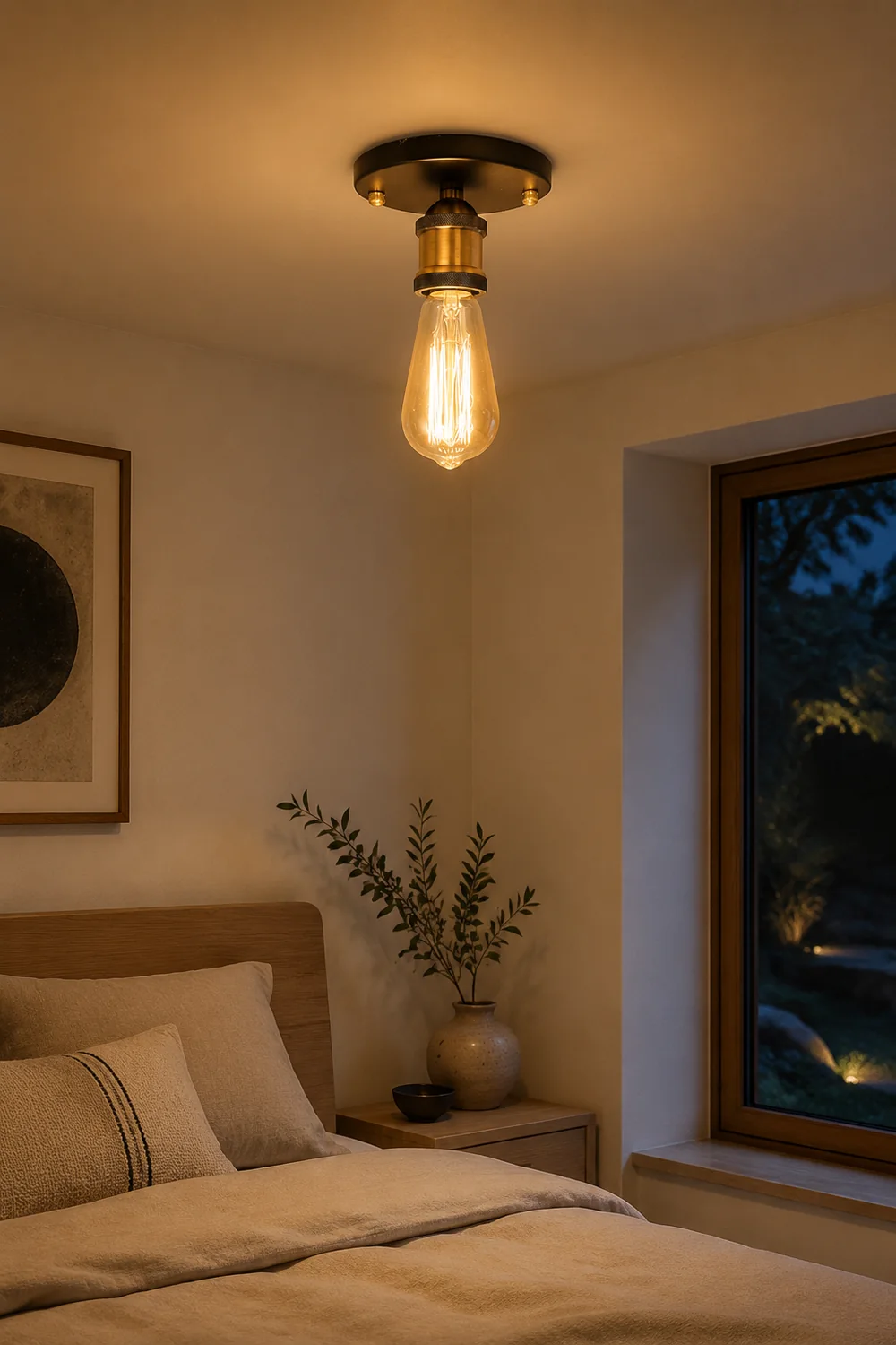 Alessio Retro Vintage Bulb Semi-Flush Mount Ceiling Light - Lumpaz