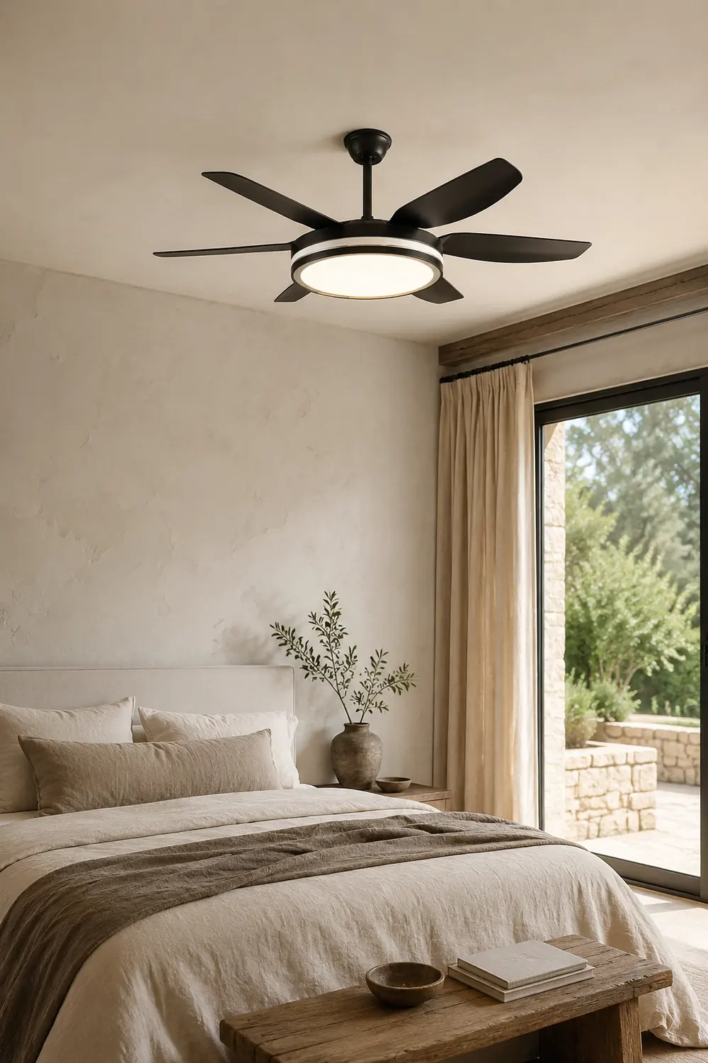 Haydn 6-Blade Modern Basic DC Ceiling Fan with Light, Black & White, 51'' - Lumpaz
