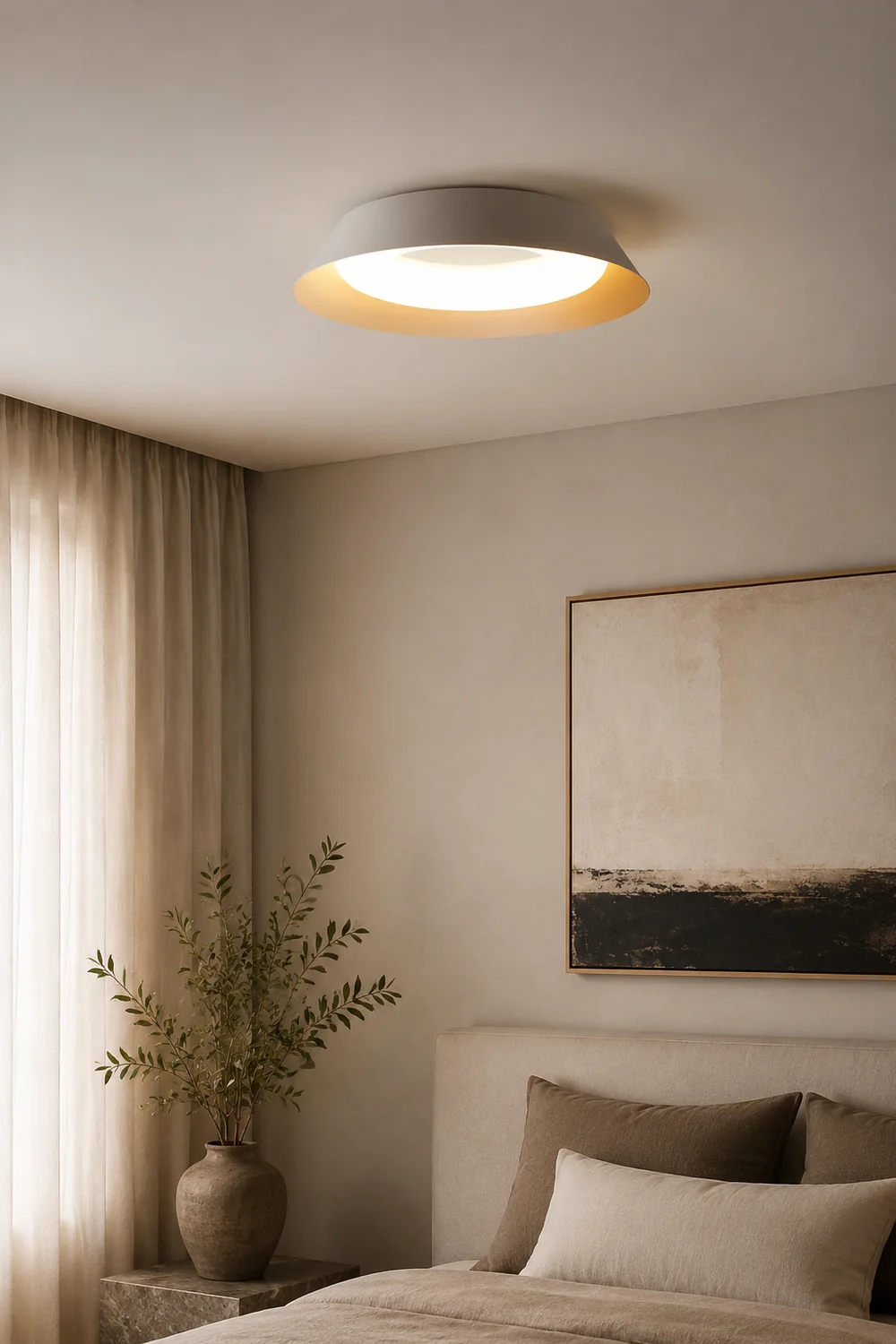 Quinn Nordic Bowl Metal/Acrylic Flush Mount Ceiling Light, White - Lumpaz