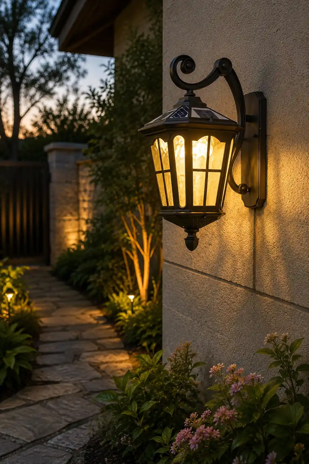 Retro Waterproof LED Aluminum Black Vintage Solar Outdoor Wall Light - Lumpaz