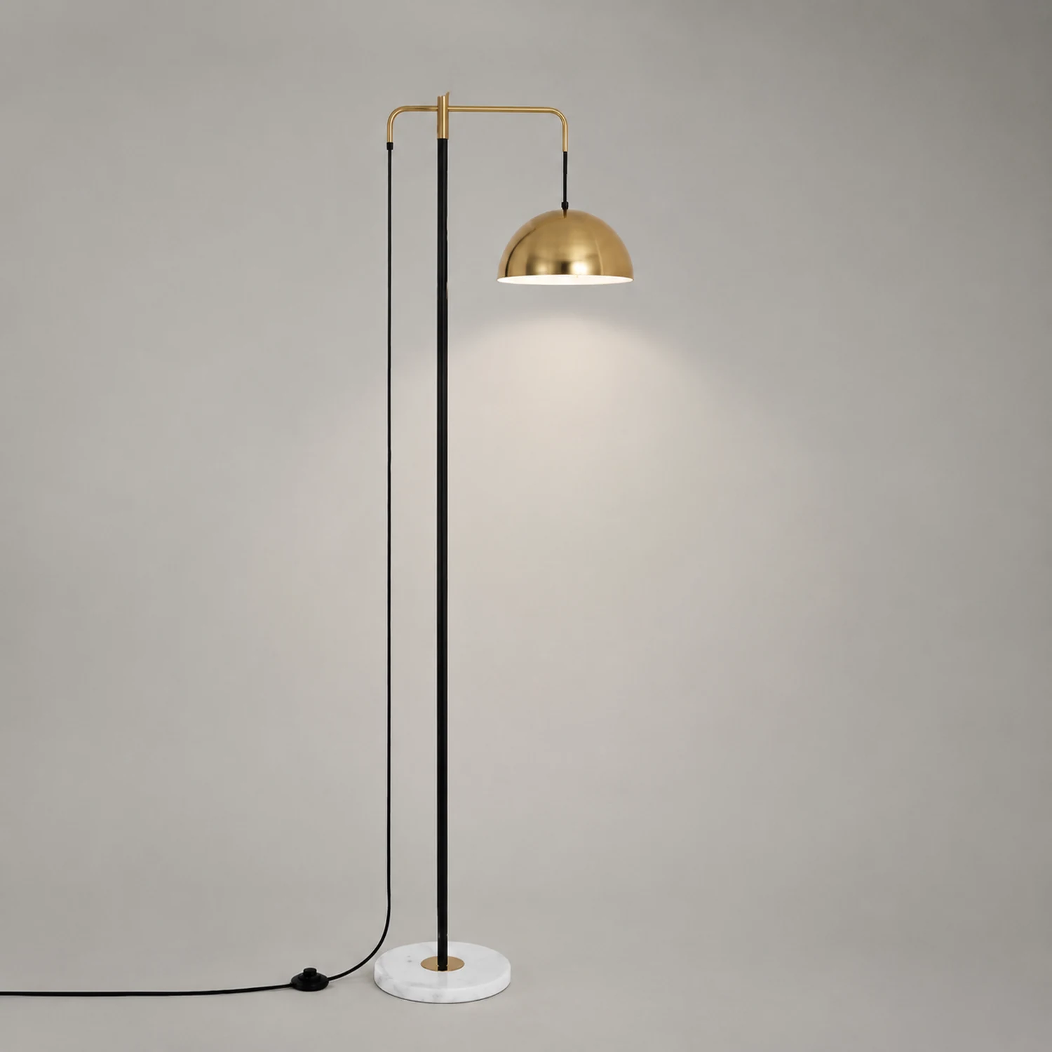 Carins Minimalist Geometric Marble Base/Metal Floor Lamp - Lumpaz
