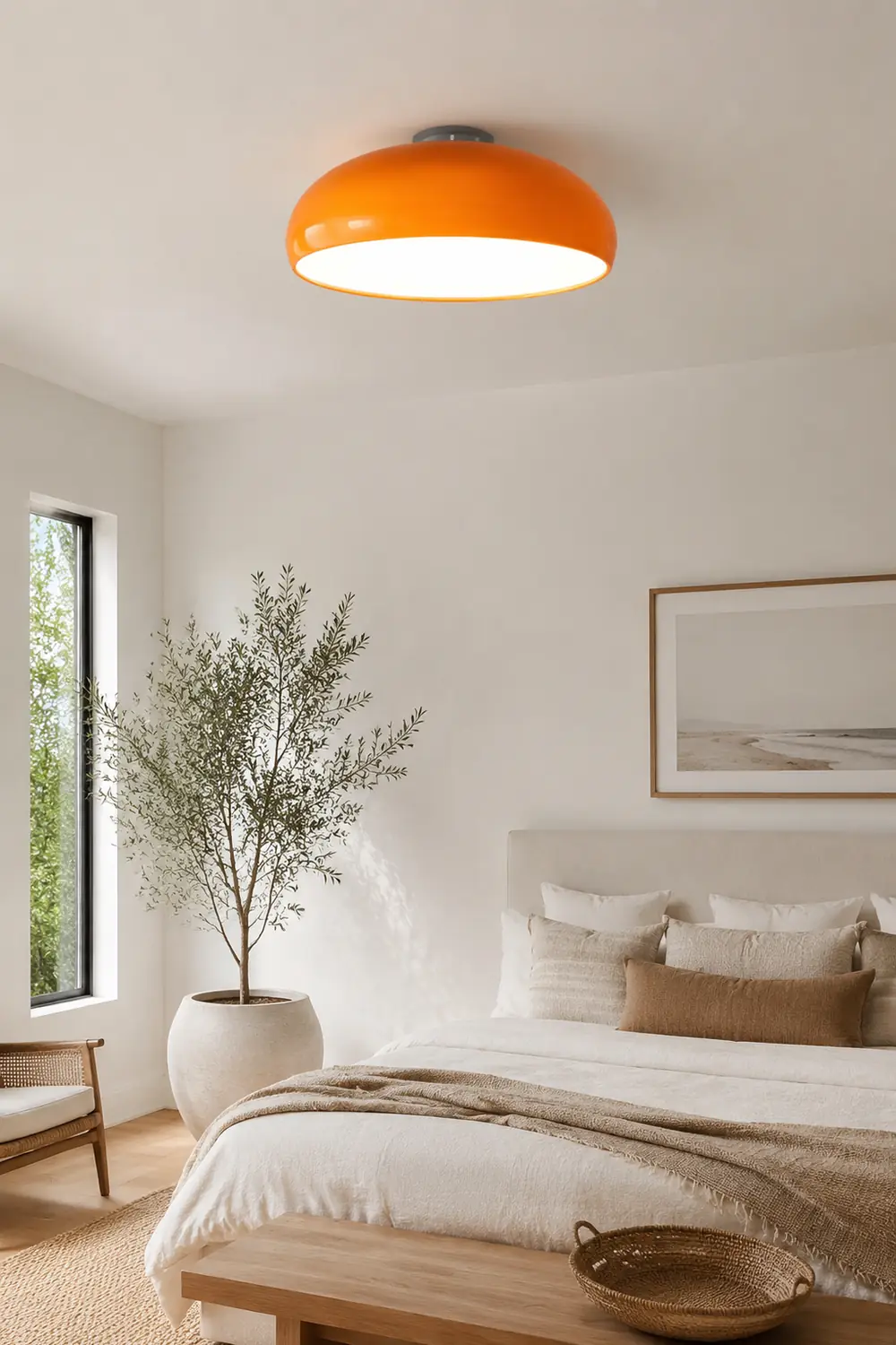 Morandi Vintage LED Ceiling Light White/Black/Red/Orange Metal Bedroom/Living Room - Lumpaz