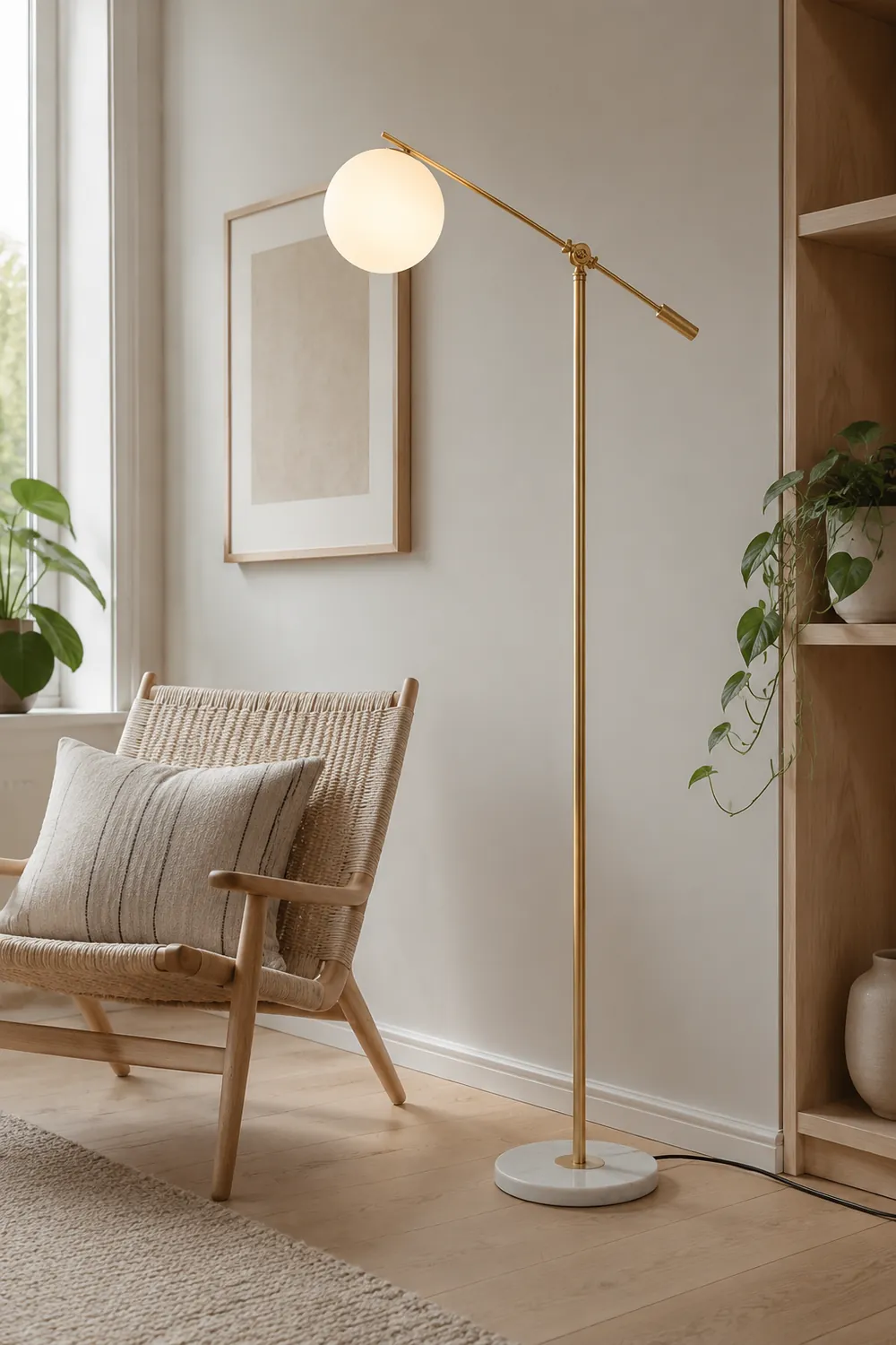 Valentina Arc Floor Lamp, Frosted Glass & Metal - Lumpaz