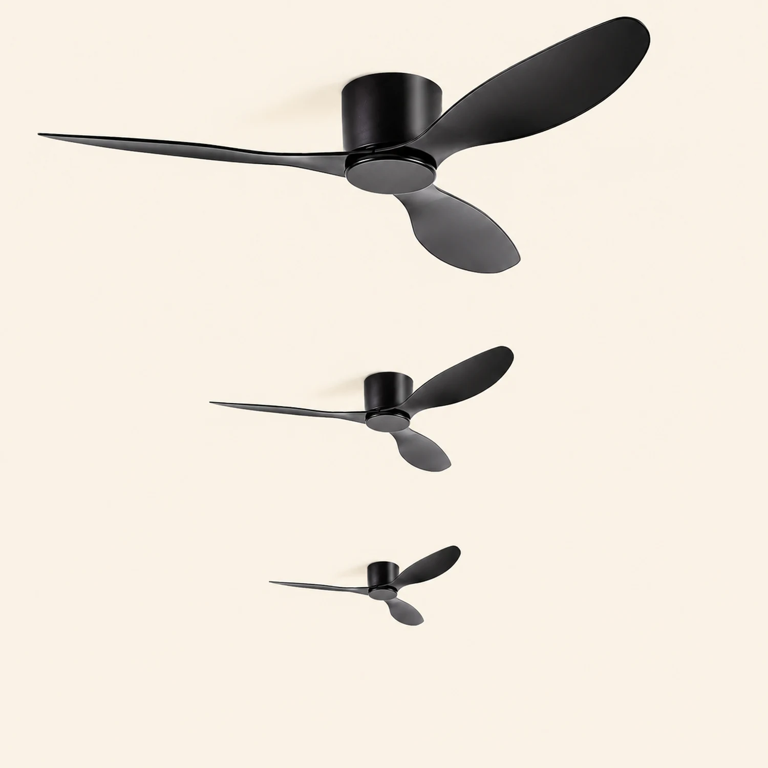 Walters 3-Blade DC Ceiling Fan, White & Black, Low Profile, 51'' - Lumpaz