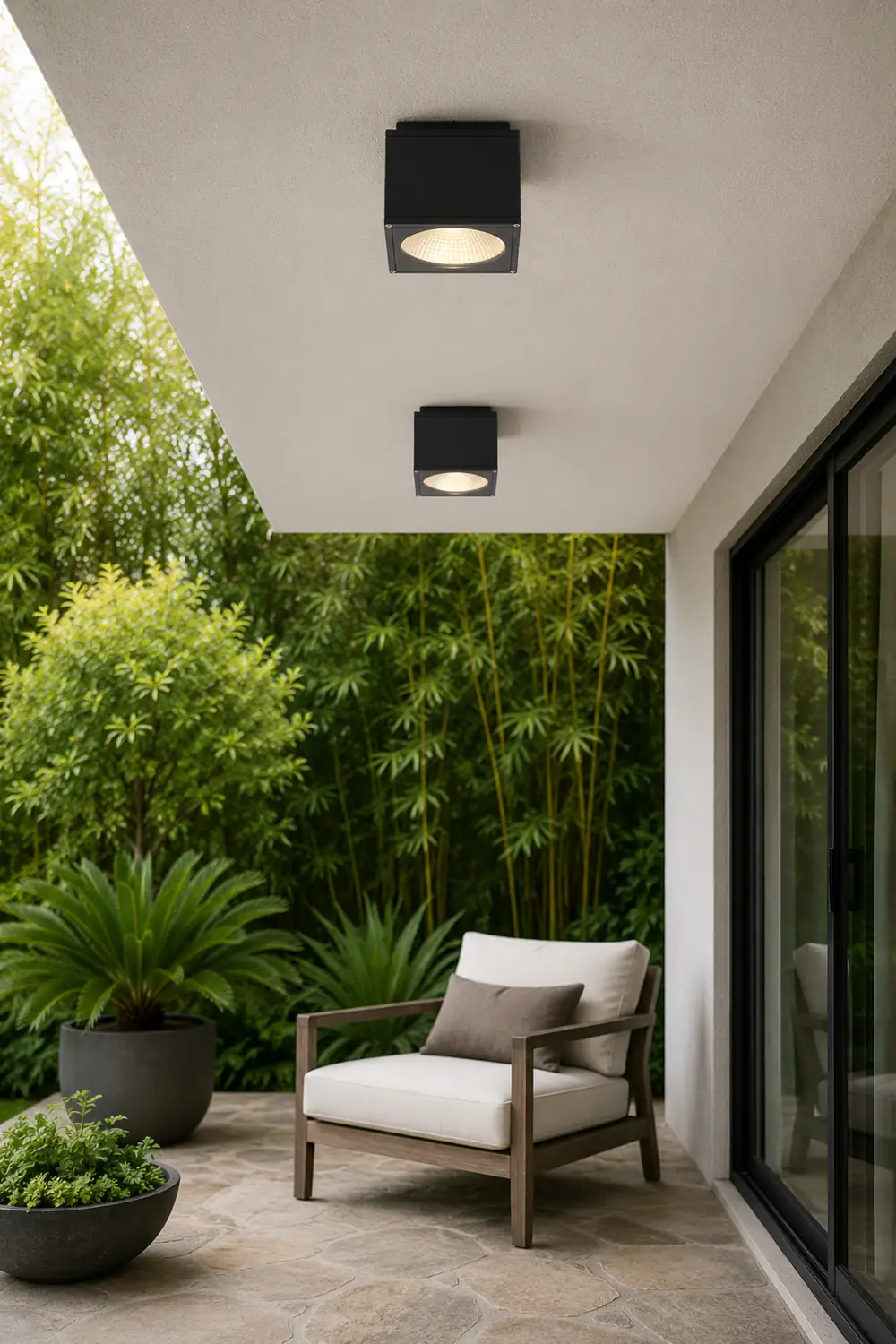 Orr Modern Black Rectangualr Flush Mount Ceiling Light, Metal/Glass - Lumpaz