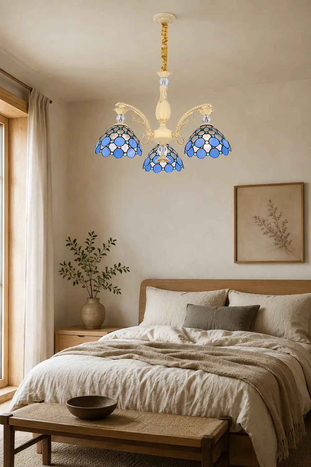 Alessio Mediterranean Branch Glass/Metal Chandelier, Blue - Lumpaz