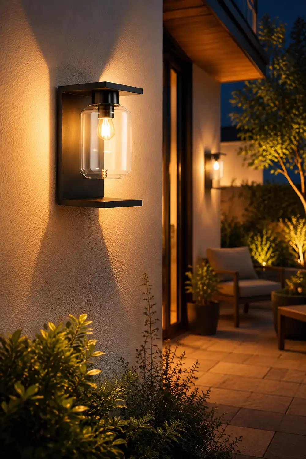 Outdoor Waterproof LED Glass Black Modern Solar Wall Lights with Remote复制 - Lumpaz