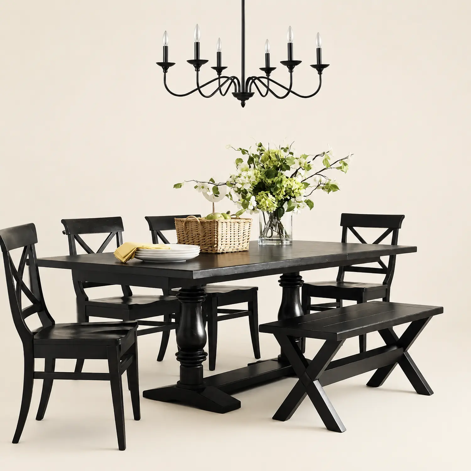Silva Modern LED Chandelier Black Metal Bedroom Living Room - Lumpaz