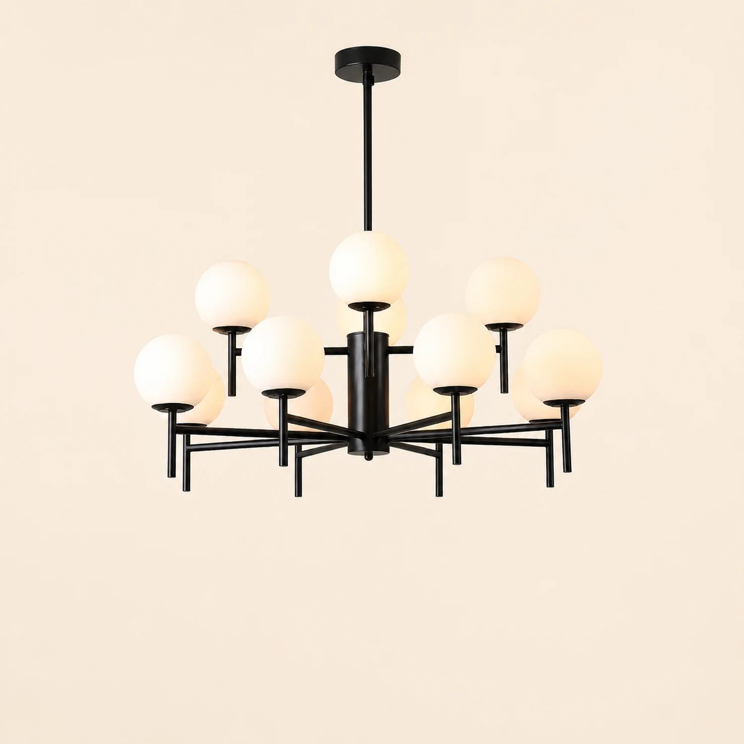 Valentina Modern Ball Glass/Metal Chandelier, Black/Gold - Lumpaz