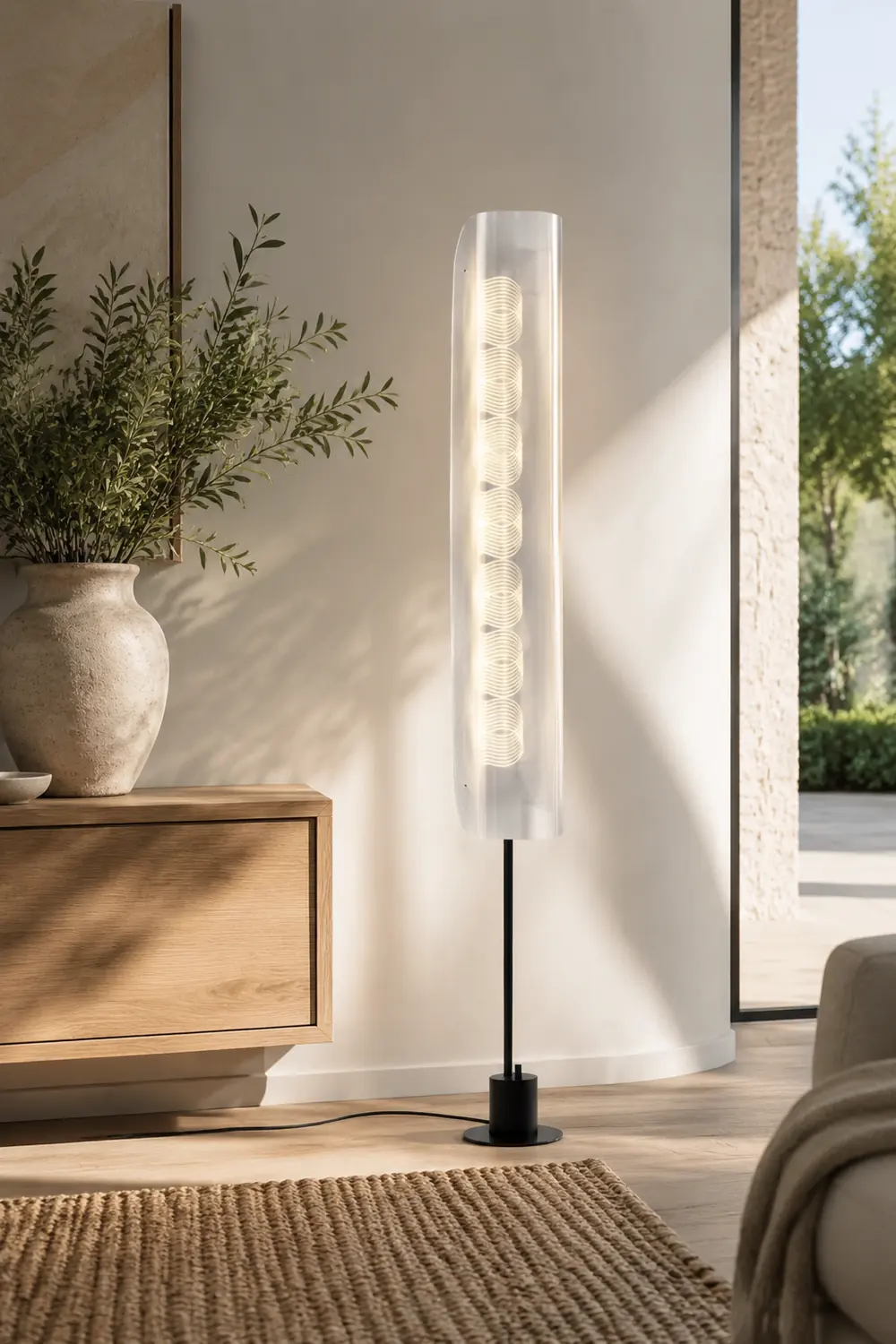 Salgado Nordic Minimalistic White Floor Lamp, Metal & Acrylic - Lumpaz