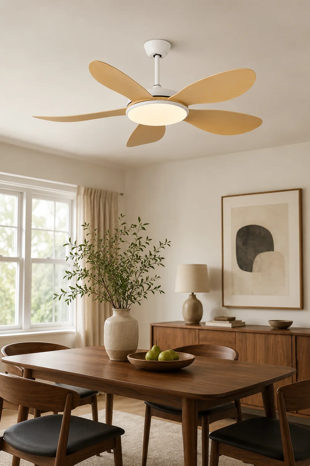 Ozawa 5-Blade Modern Wood DC Ceiling Fan with Light, 47.2''/51.2'' - Lumpaz