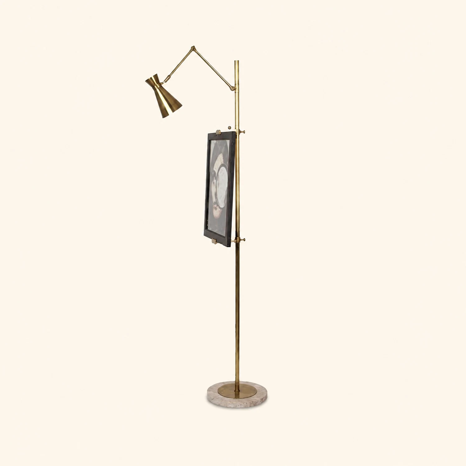 Carins Modern Art-deco Metal Easel Adjustable Floor Lamp, Brass - Lumpaz