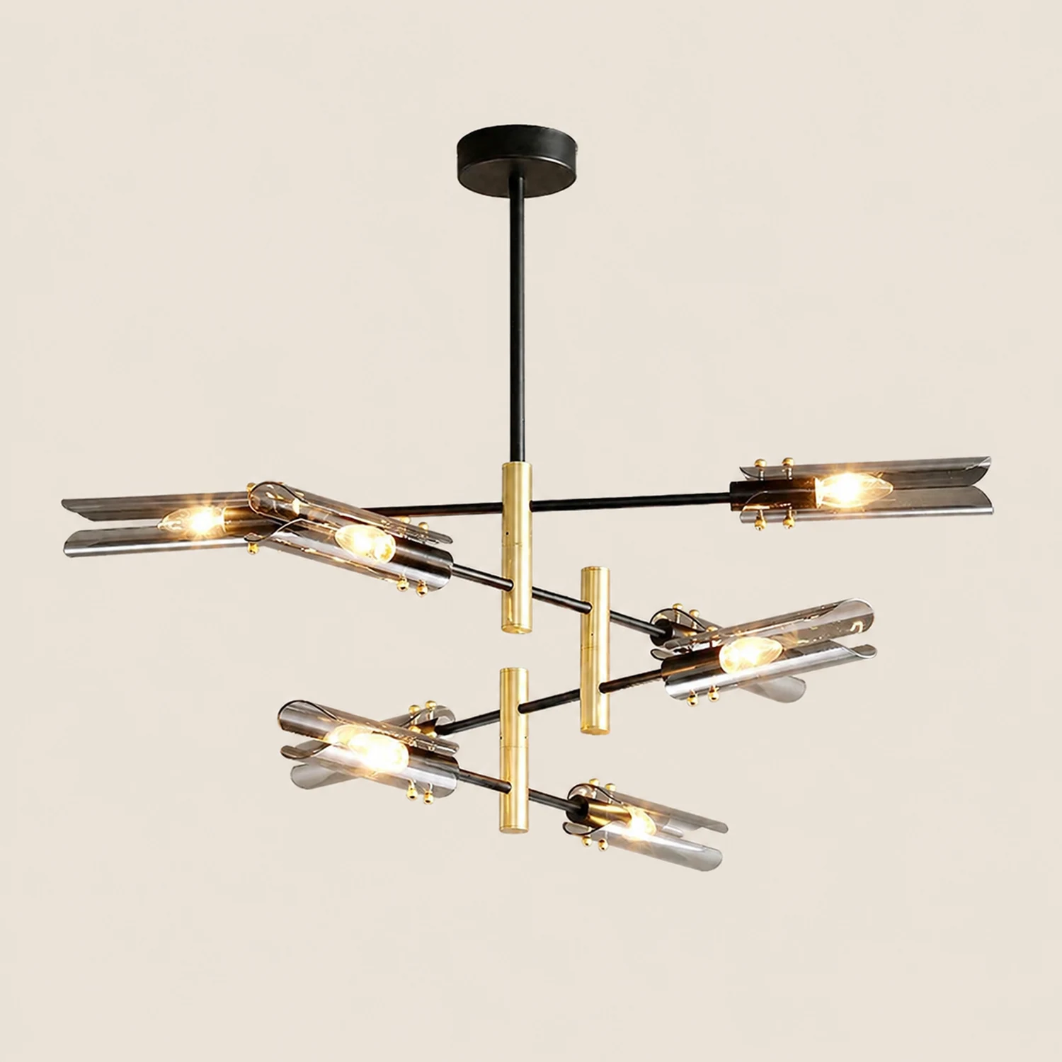 Sanna Modern Metal/Glass Semi-Flush Mount Ceiling Light, Gray/Amber - Lumpaz
