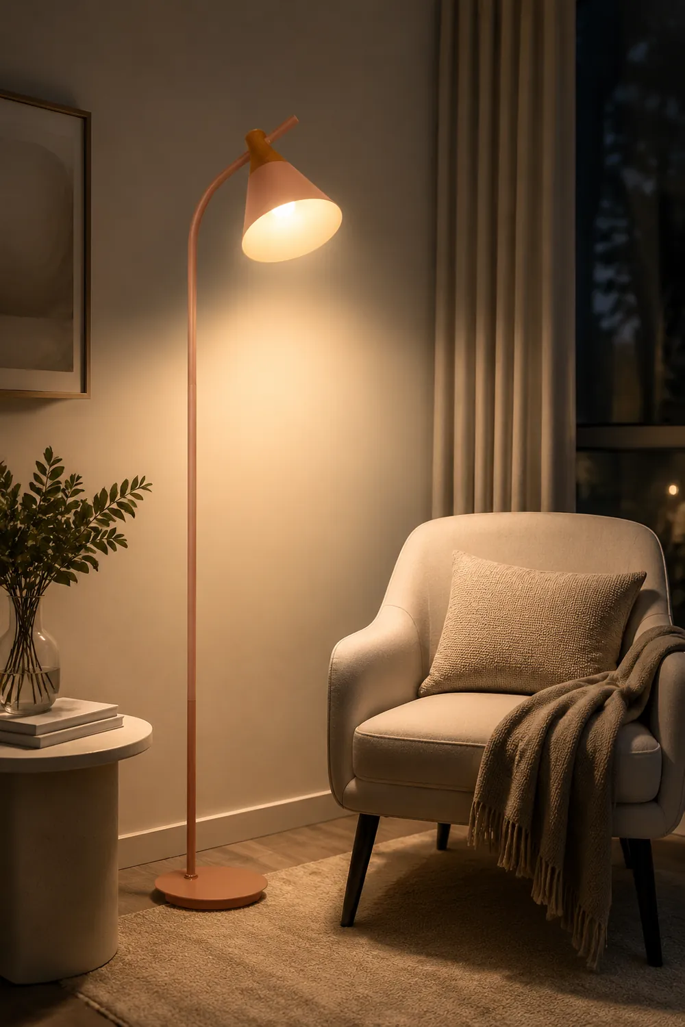 Morandi Floor Lamp, Bedroom & Living Room, Gray & Pink & Yellow, Metal - Lumpaz