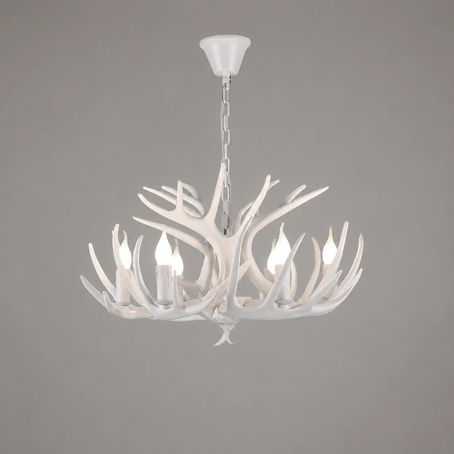 Austin Retro Deer Horn Resin Chandelier White Brown Coffee Living Room - Lumpaz