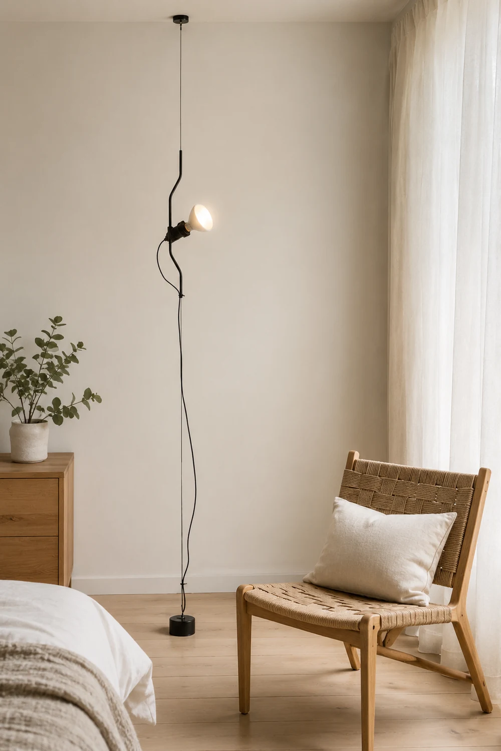 Luxo Floor Lamp Linear Minimalist, Metal, Black/White/Red, Bedroom - Lumpaz