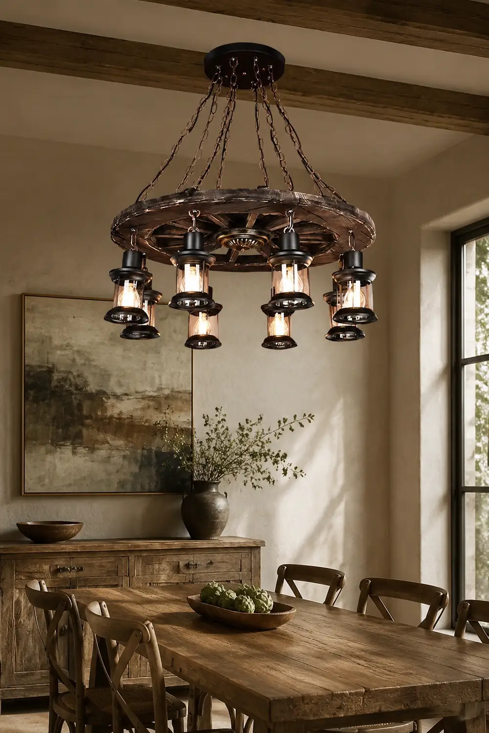 Austin Vintage Wood/Metal Pendant Light Dining Room - Lumpaz
