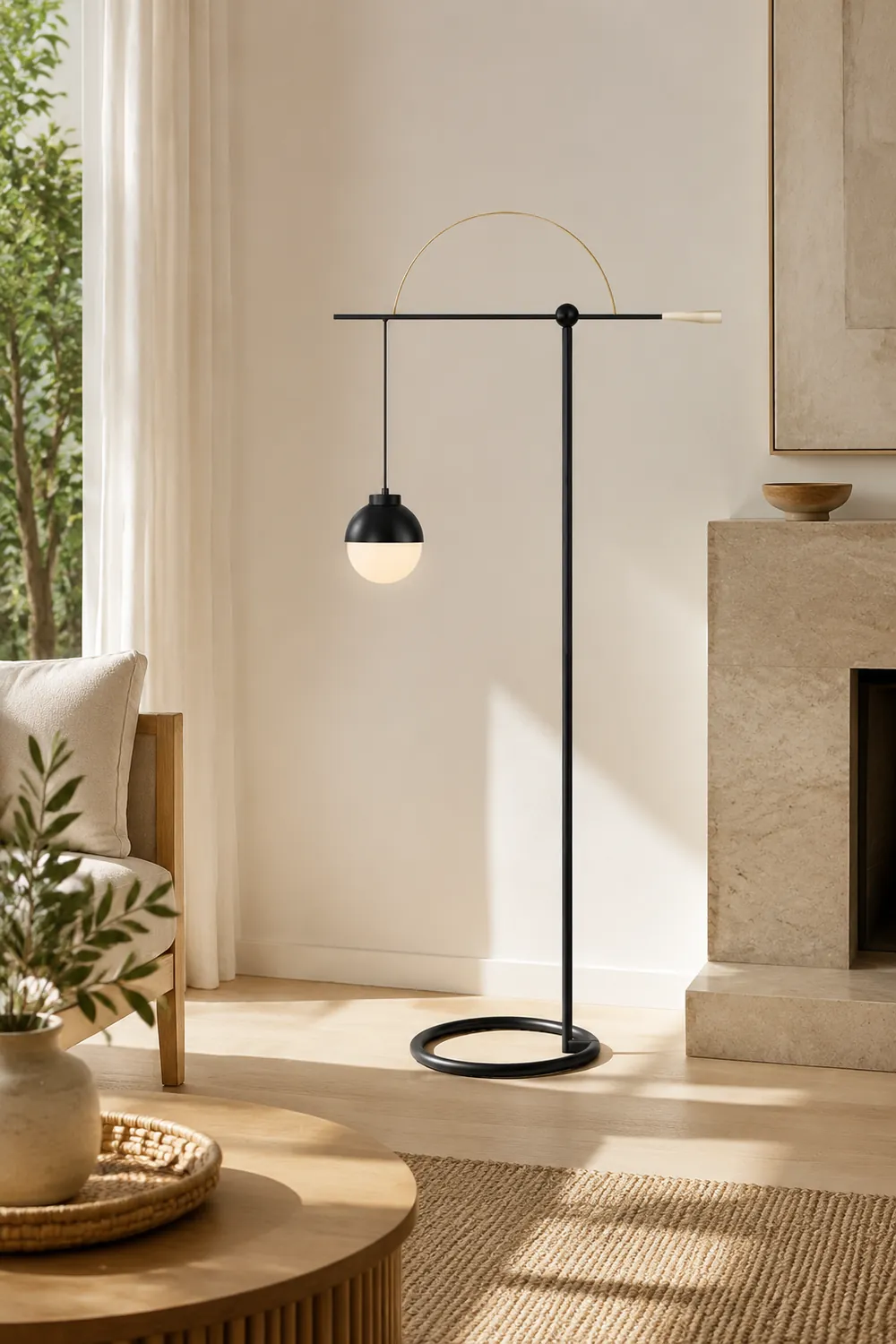 Valentina Modern Nordic Curved Bubble Metal/Glass Floor lamp, Black - Lumpaz