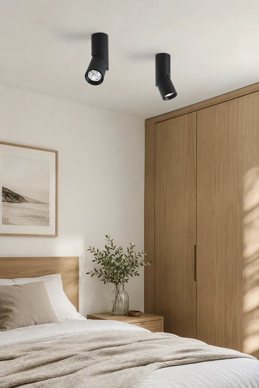 Vovak LED Rotating Flush Mount Spotlight, Black/White - Lumpaz