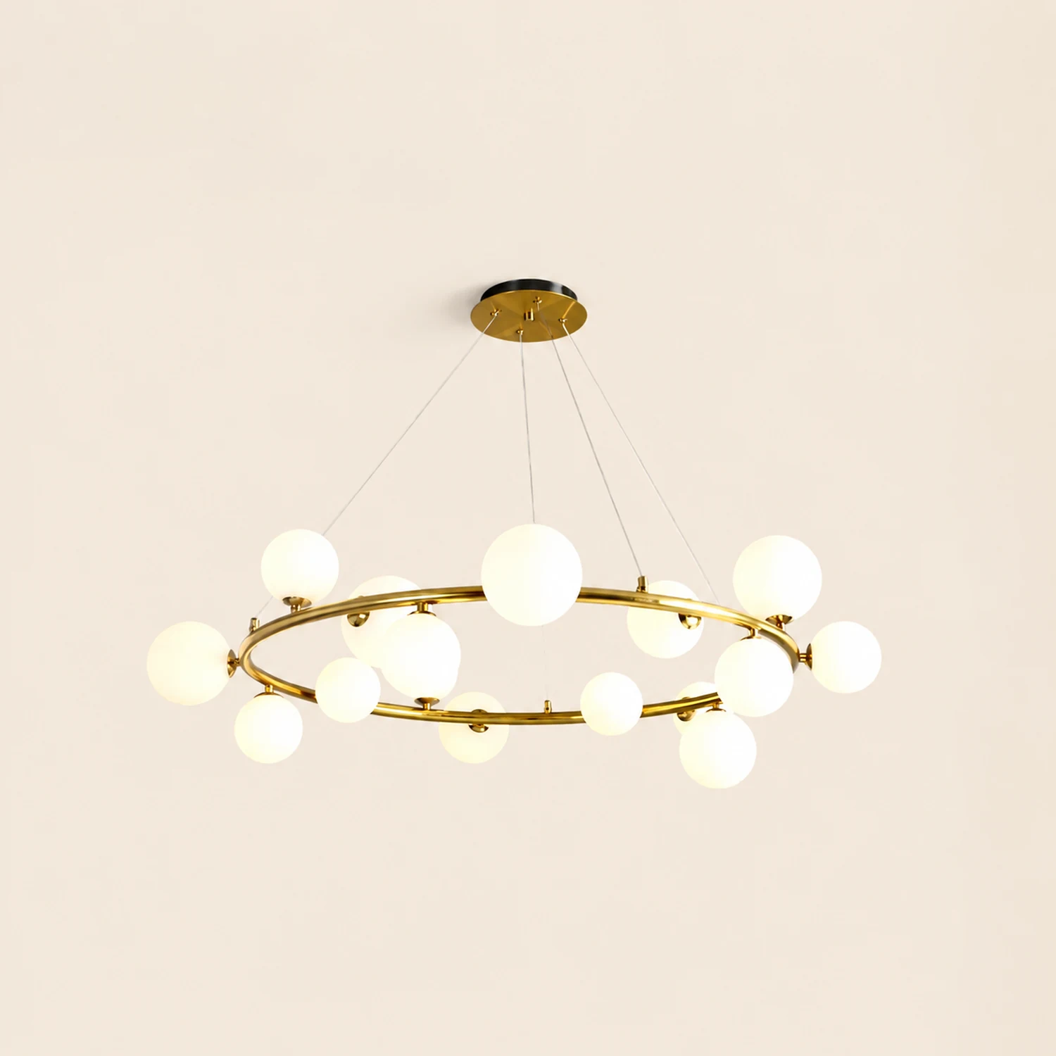 Valentina Modern Glass Globe Ring Chandelier, Gold/Black - Lumpaz