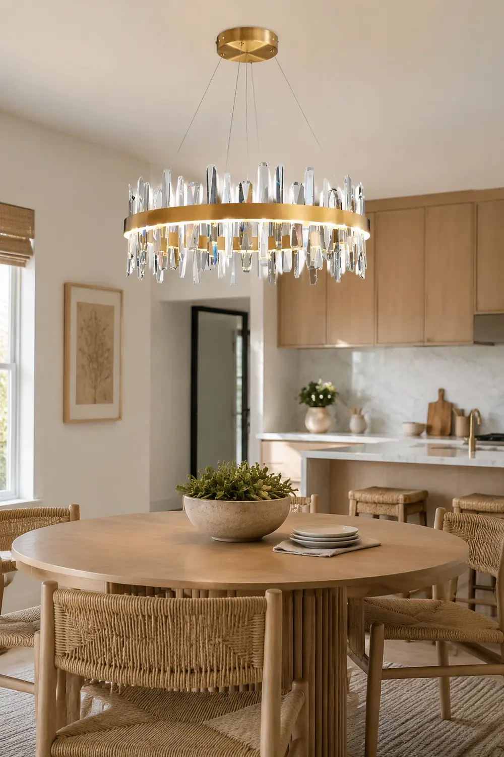 Marylin Modern Crystal Ring Chandelier, Stainless Steel & Crystal - Lumpaz