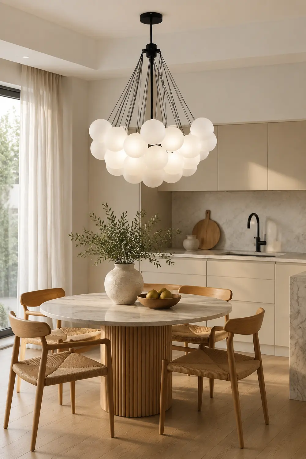 Valentina Glass Globe Pendant Light Bubble, Gold/Black - Lumpaz