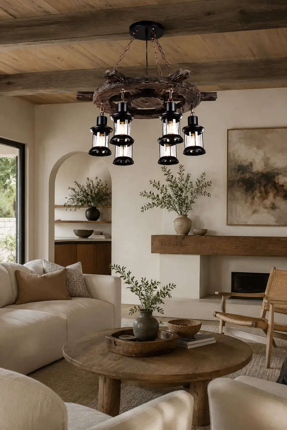 Austin Pendant Light, Wood & Metal, 31" - Lumpaz