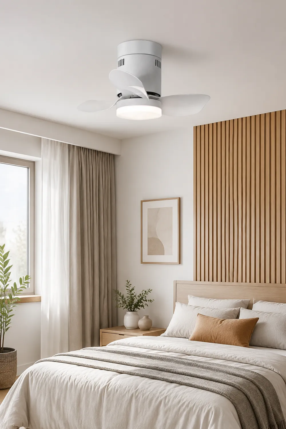 Walters 3-Blade White Ceiling Fan with Light, 2 Color, DIA 23.6'' - Lumpaz
