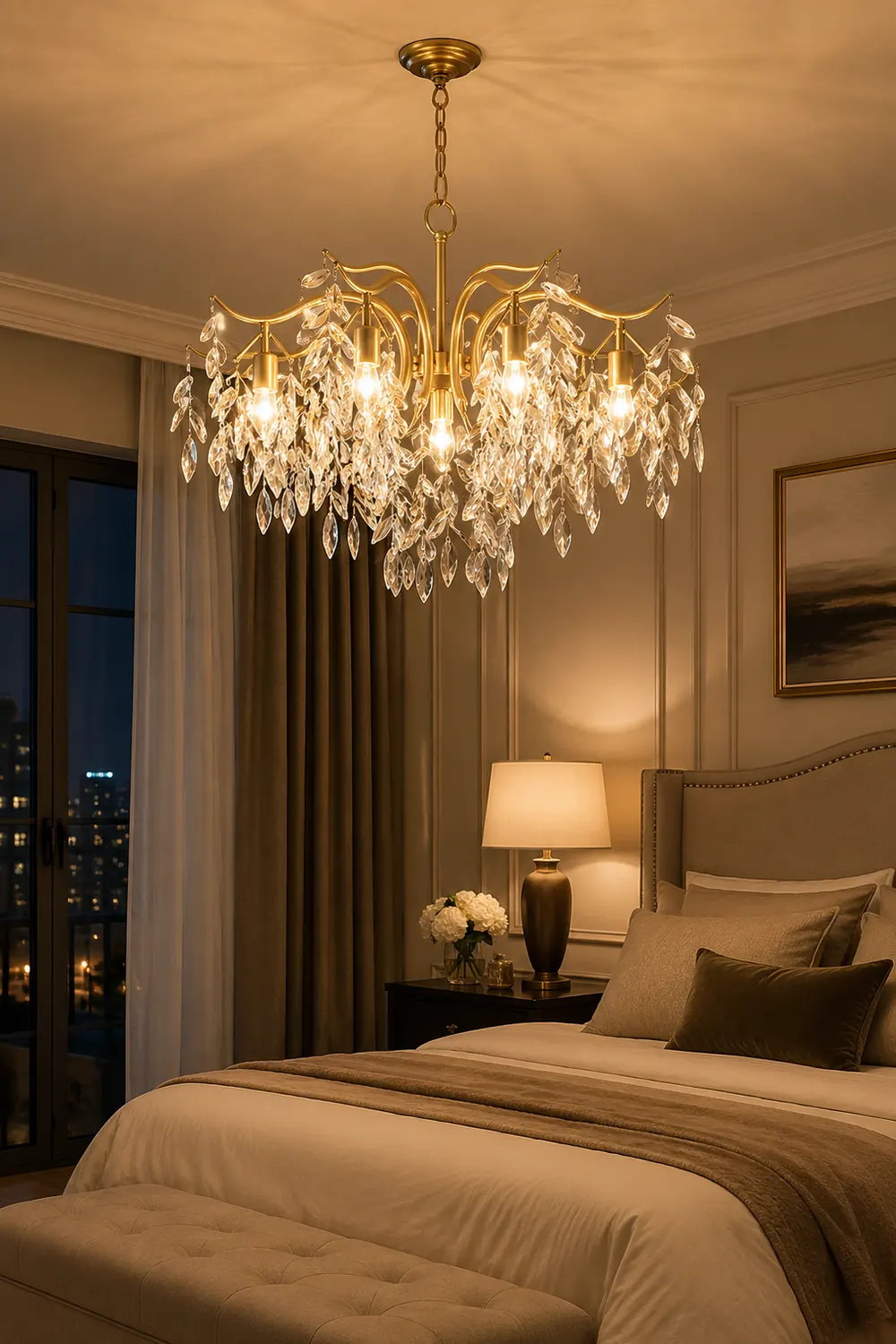 Marilyn Modern Crystal Metal Luxury Chandelier Black Gold Living Room - Lumpaz