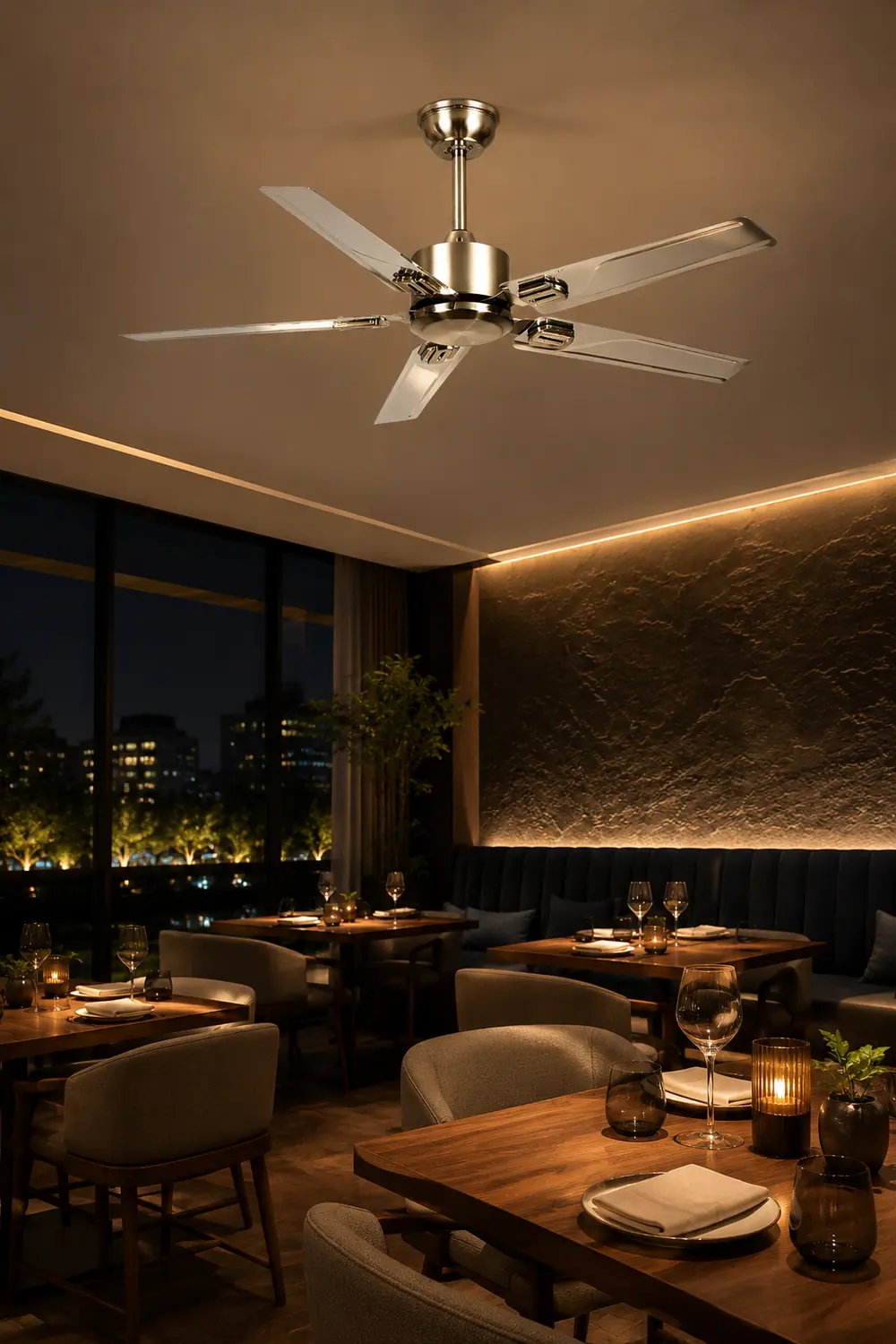 Alessio 5-Blade Industrial Metal DC Ceiling Fan, Summer, 52'' - Lumpaz