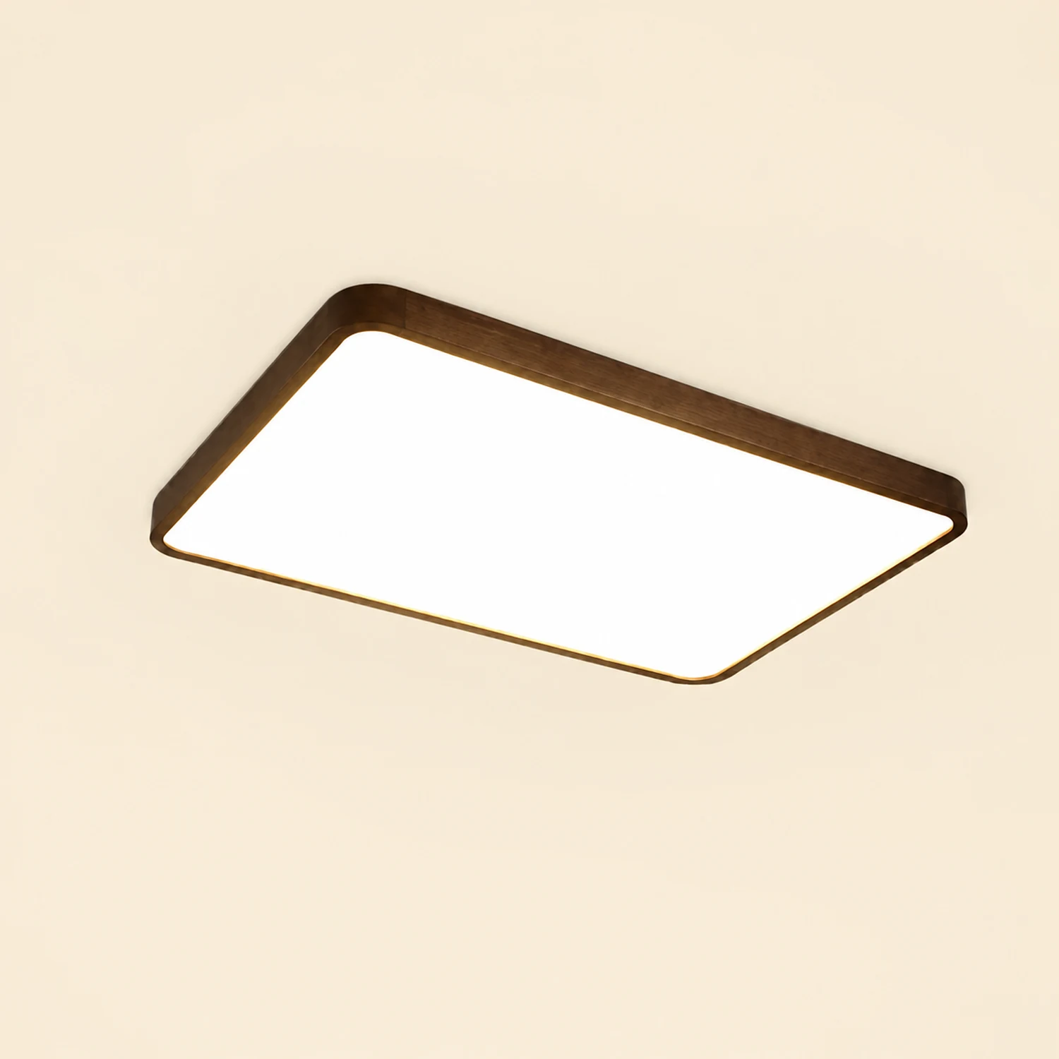 Ozawa Modern Geometric Walnut LED Flush Mount Ceiling Light - Lumpaz