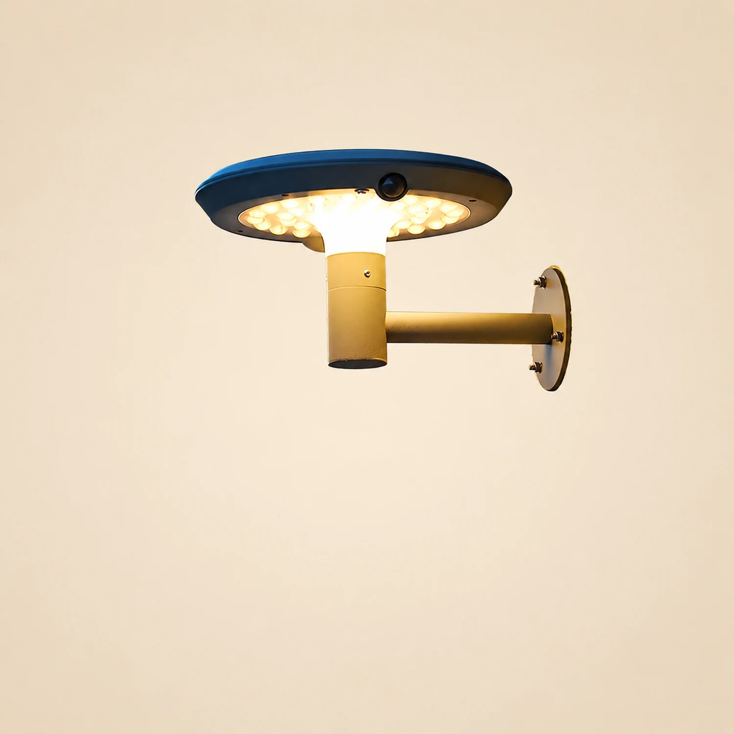 Modern Mushroom LED Solar Wall Light with Dual Motion Sensors - Gray - Lumpaz