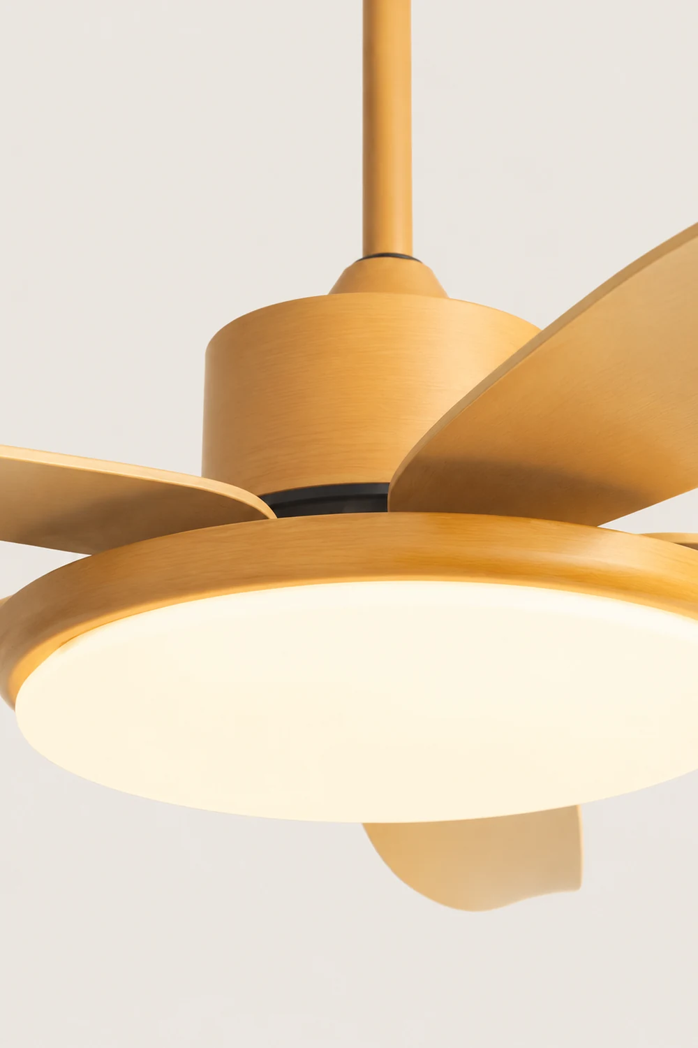 Haydn 5-Blade DC Ceiling Fan with Light, Wood Color, Summer, 40''/47'' - Lumpaz