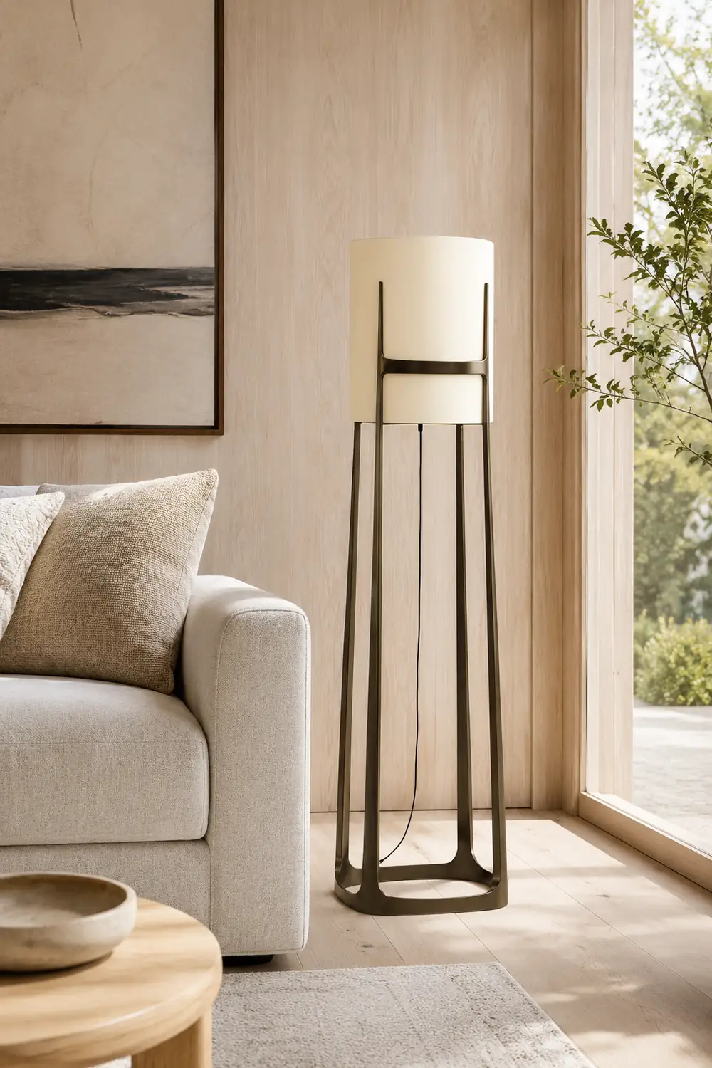 Eryn Modern Cylinder Metal Fabric Floor Lamp - Lumpaz