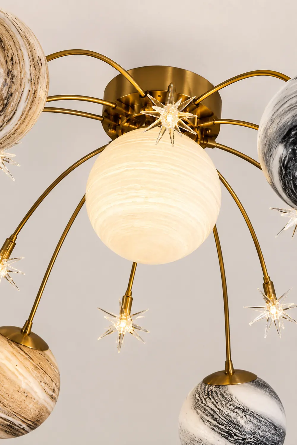 Elif Modern Planet Flush Mount Ceiling Light, Living Room - Lumpaz