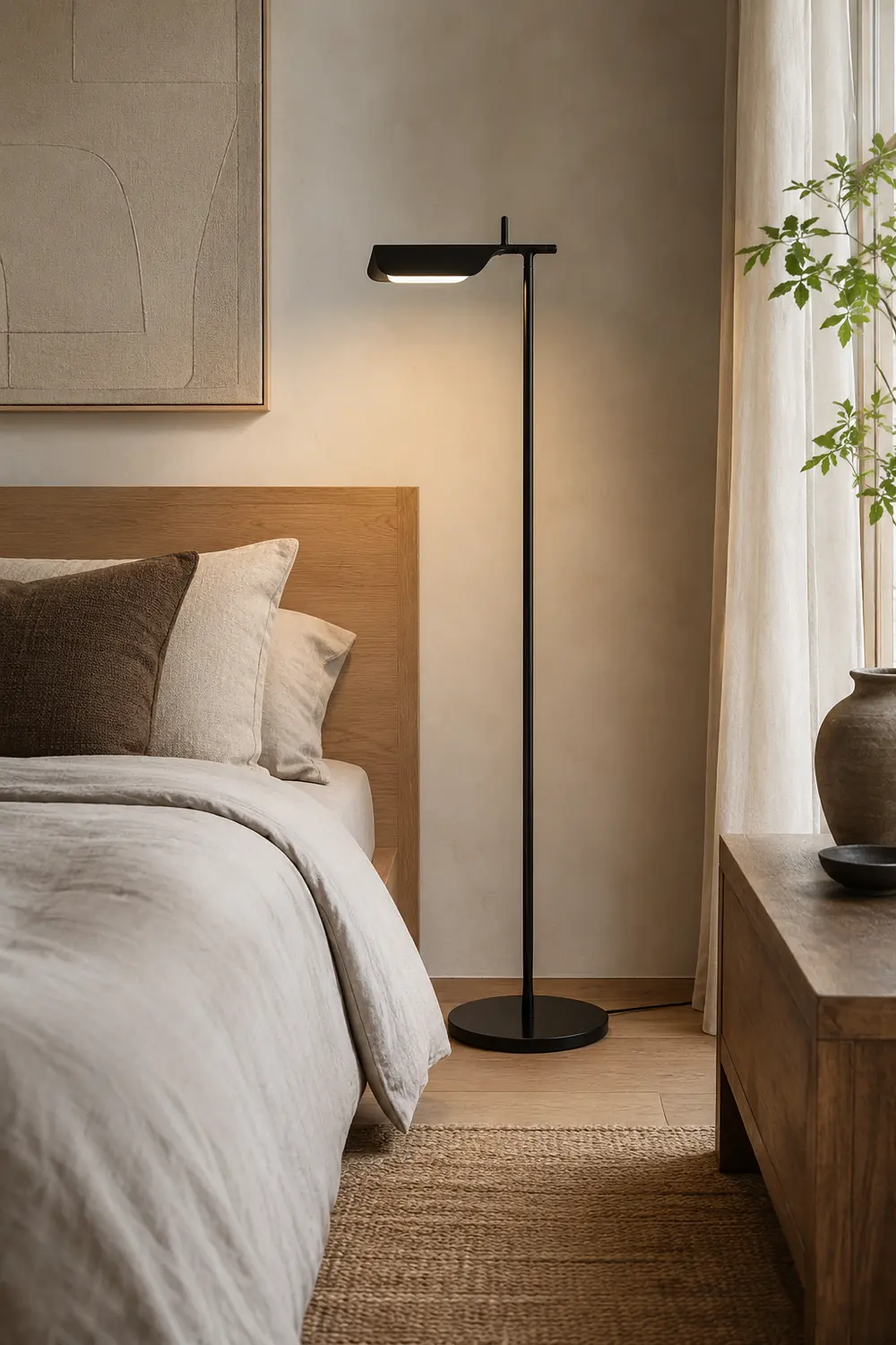 Edge Floor Lamp Right-angle Linear Minimalist, Metal, Black, Living Room - Lumpaz