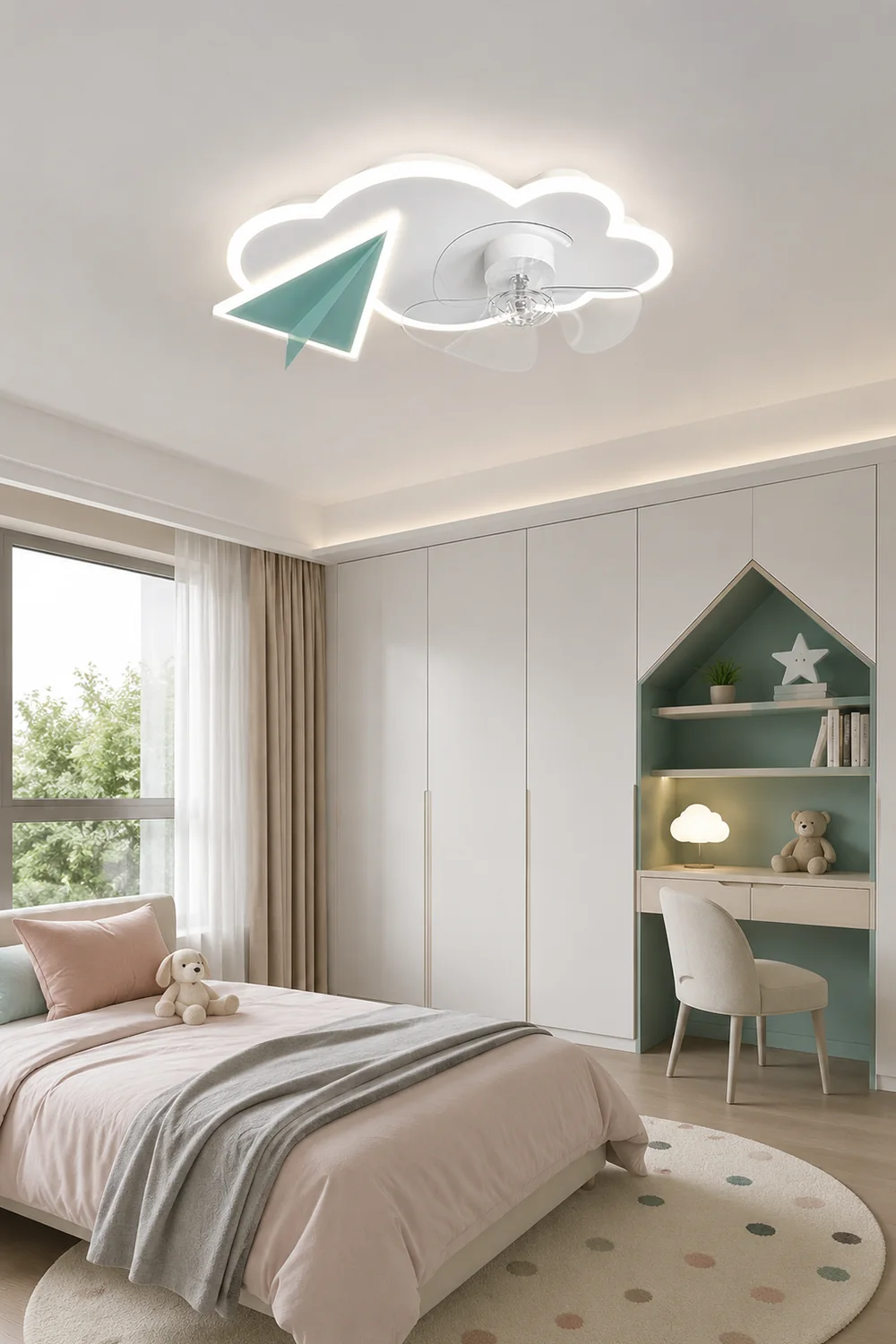 Minori Cloud & Plane Ceiling Fan With Light, 2 Colors, L 20.8''/22.8" - Lumpaz