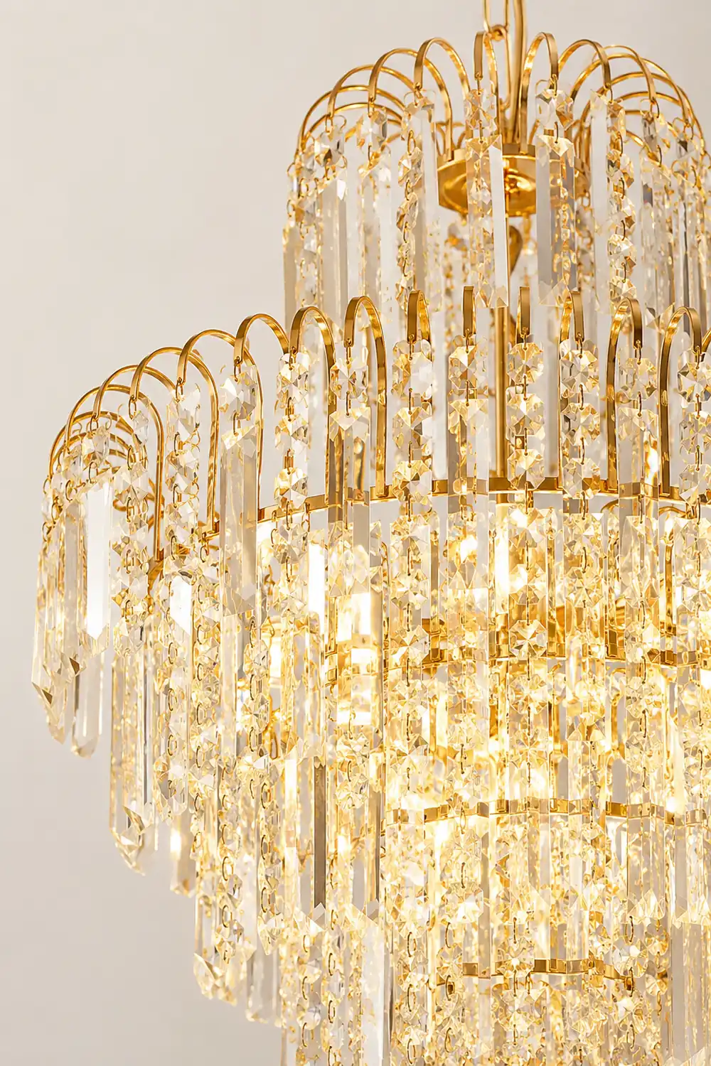 Marilyn Luxury 5 Layers Tassel Crystal Chandelier Gold - Lumpaz
