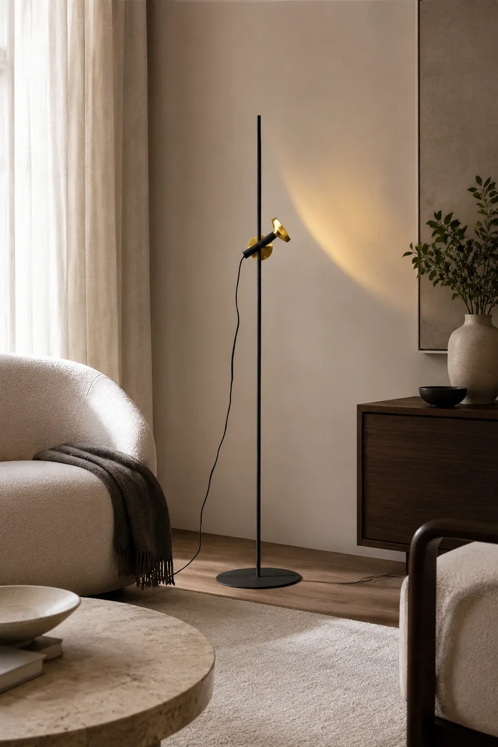 Salgado Modern Minimalist Metal Projector Floor Lamp, Black - Lumpaz