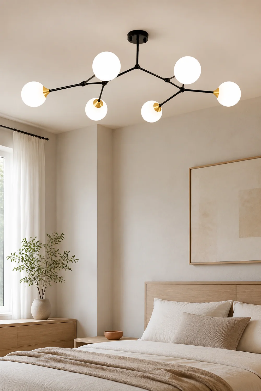 Valentina Modern Glass Bubble Chandelier Bedroom, Black/Gold - Lumpaz