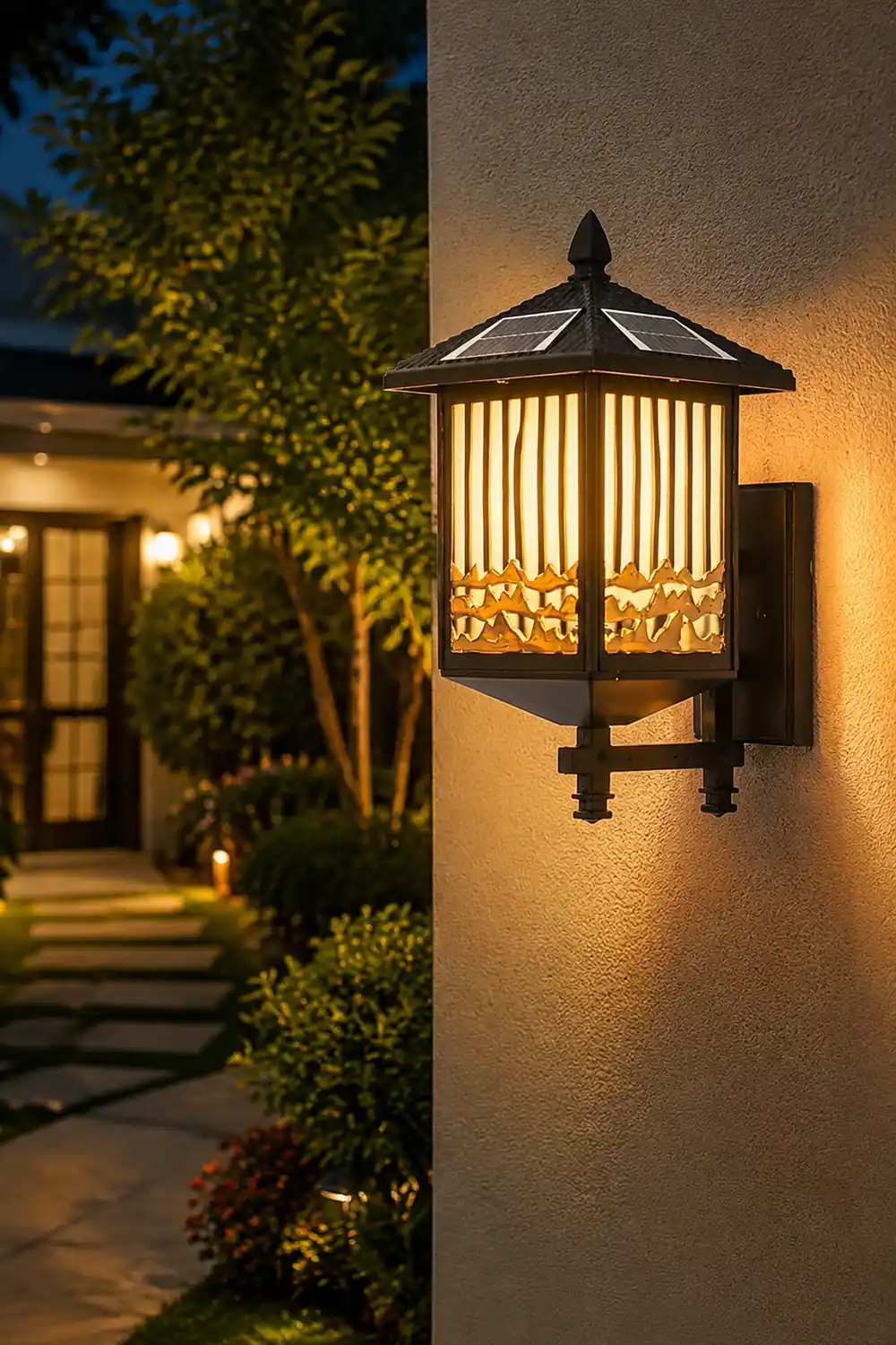 Retro Waterproof LED Black Modern Solar Wall Lights Outdoor Wall Sconce - Lumpaz