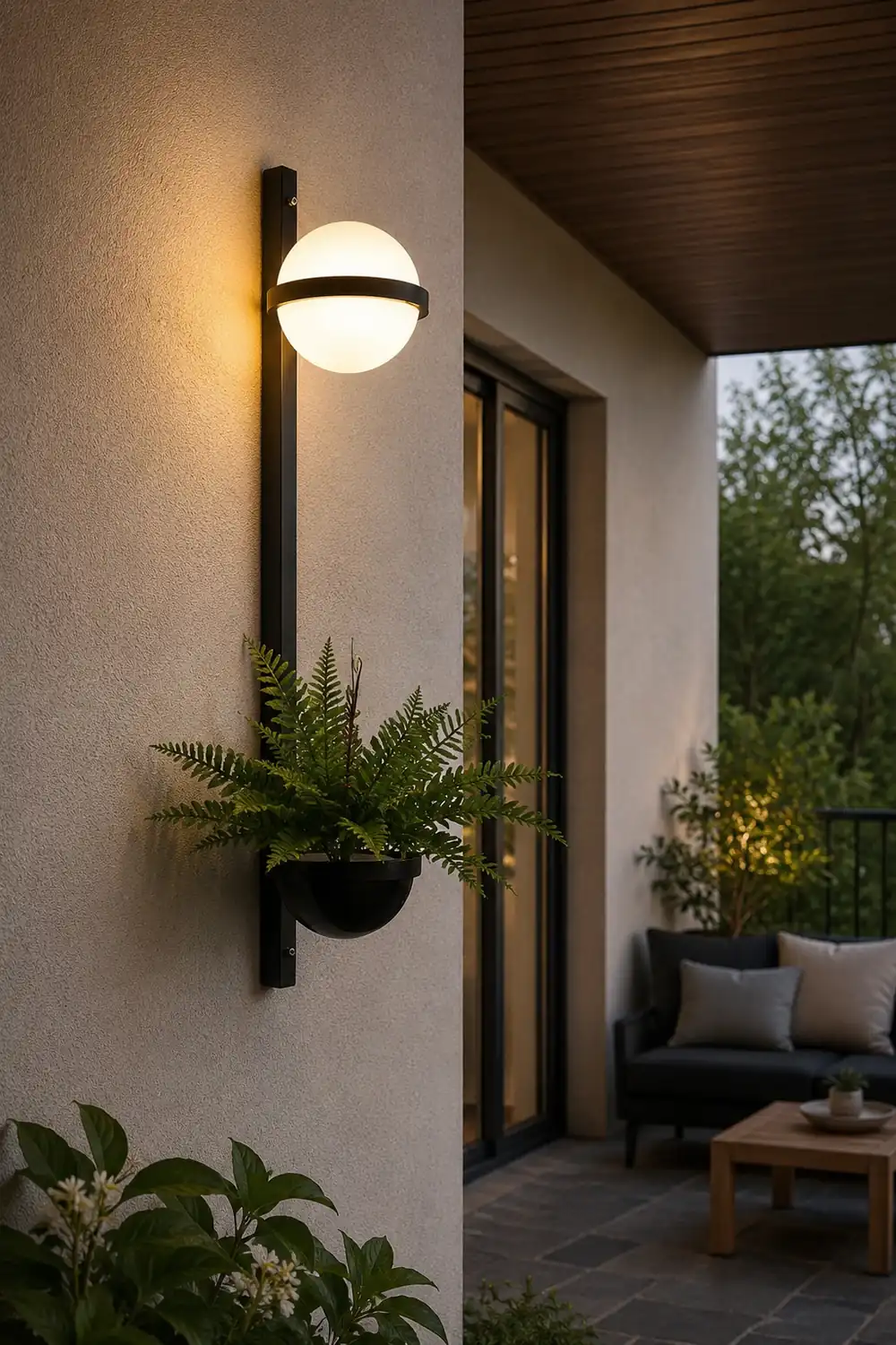 Creative Flowerpot Ball Waterproof LED Black Modern Outdoor Wall Light - Lumpaz
