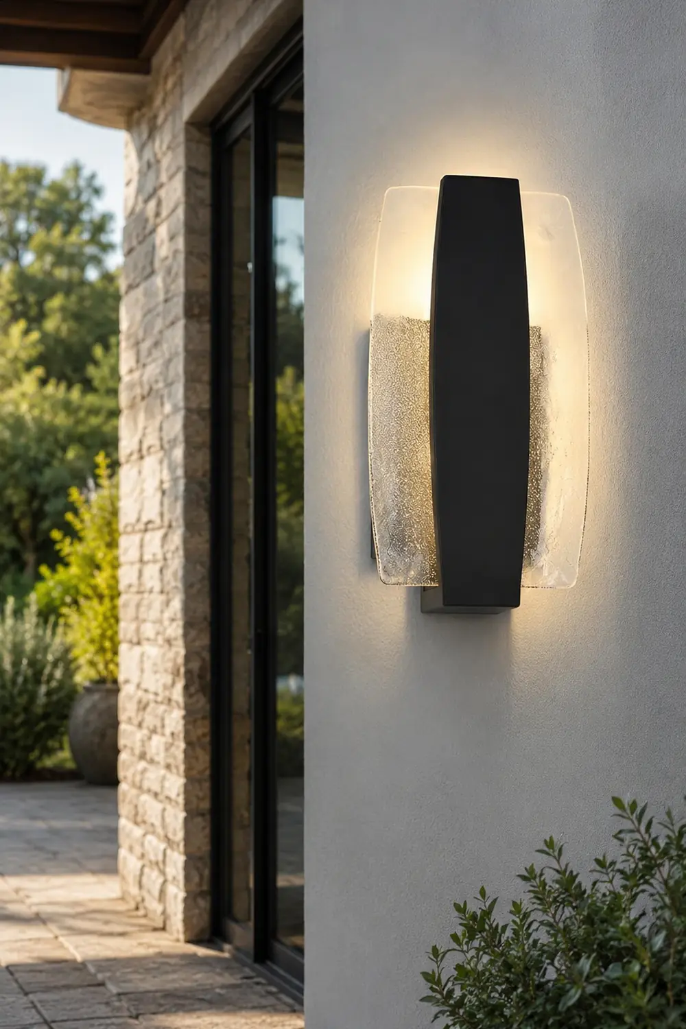 Waterproof LED Handmade Bubbles Glass Black Modern Outdoor Wall Light - Lumpaz