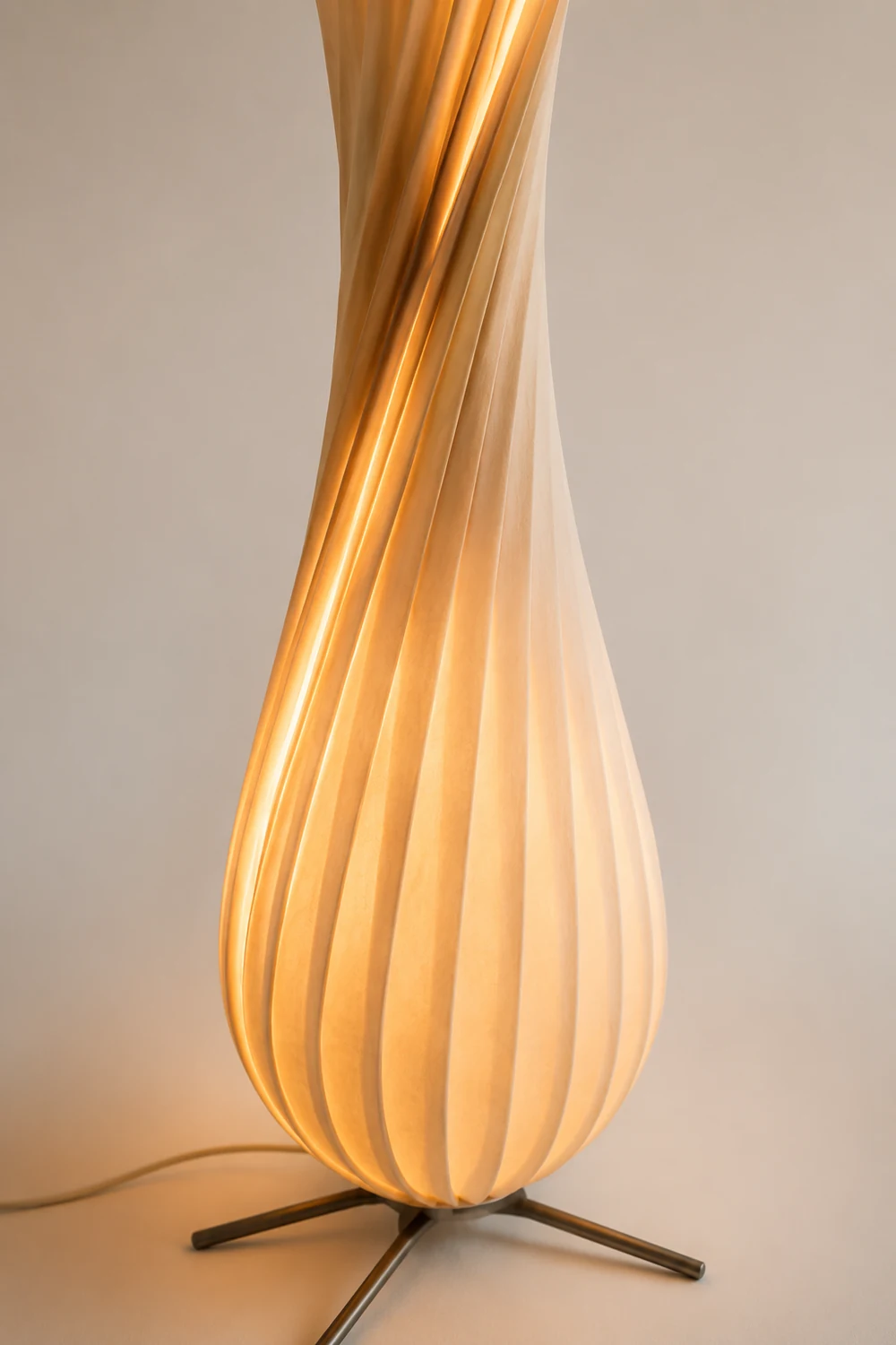 Ozawa Modern Twisted Wood Floor Lamp Wood Color - Lumpaz