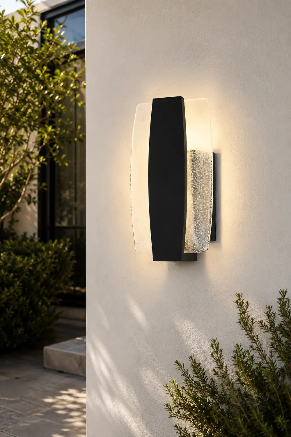 Waterproof LED Handmade Bubbles Glass Black Modern Outdoor Wall Light - Lumpaz