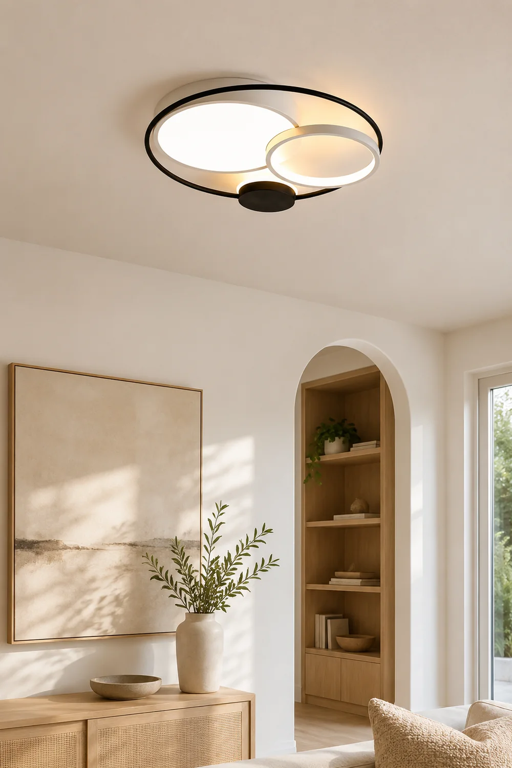 Lacey Modern Circular LED Flush Mount Ceiling Light, Black&White - Lumpaz