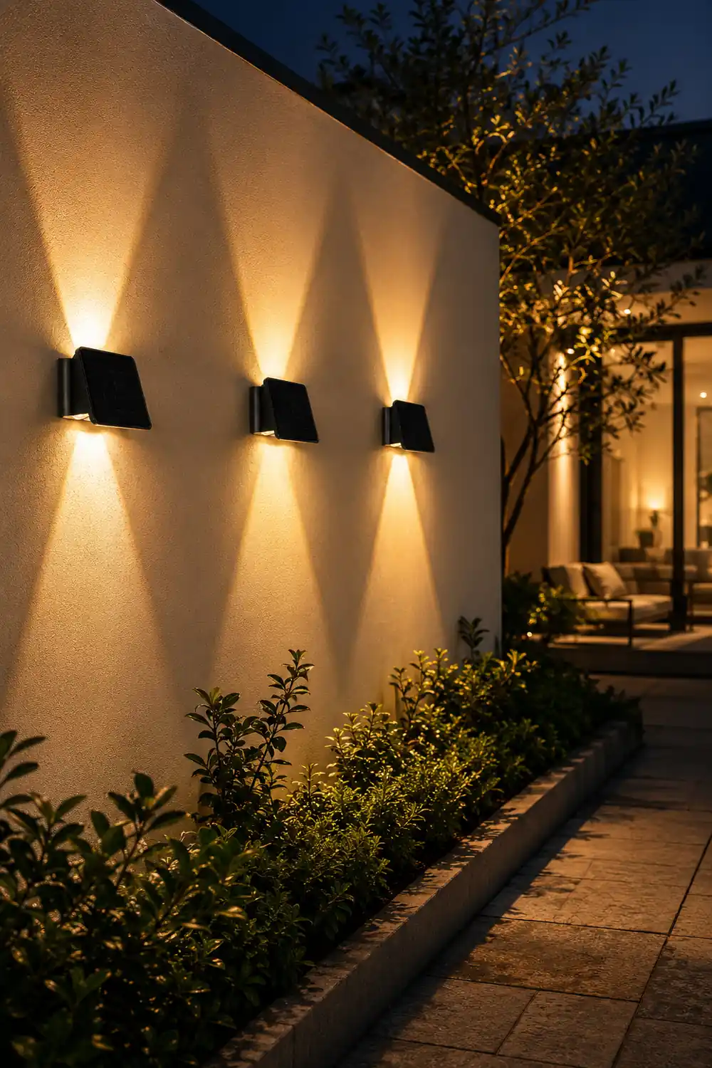 Up and Down Lighting LED Waterproof Black Modern Solar Wall Lights - Lumpaz