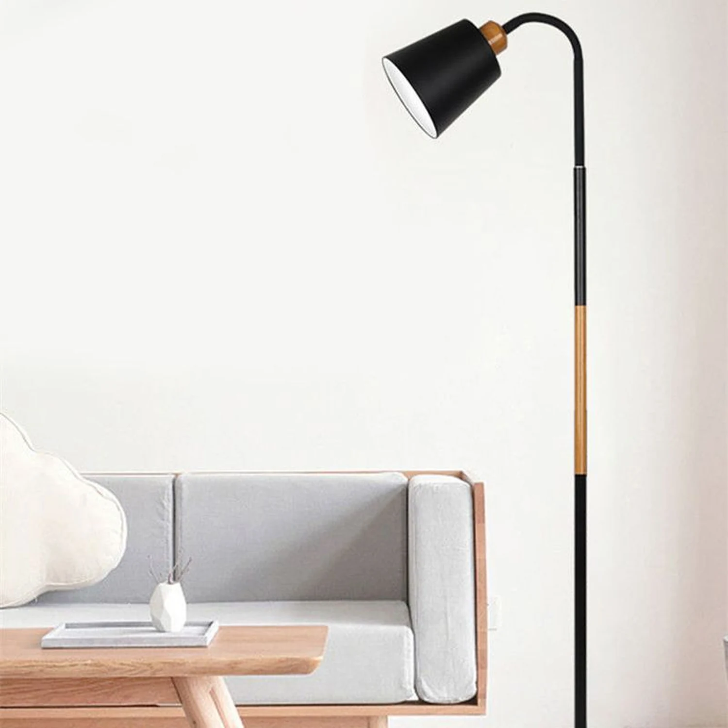 Eryn Floor Lamp Double Head Modern, Metal,Black/White, Bedroom - Lumpaz