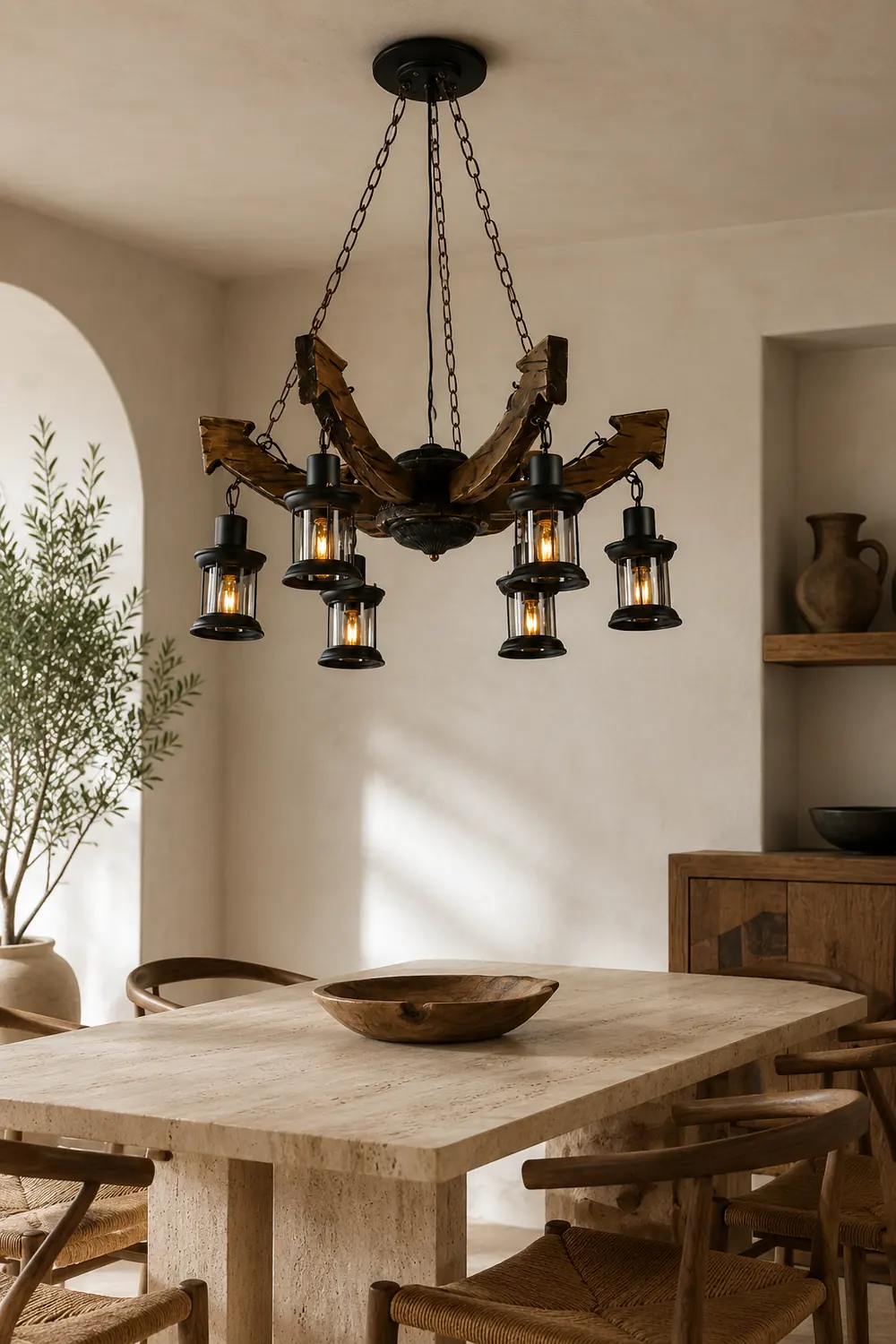 Austin Pendant Light Mid Century/Modern, Metal/Wood, Dining Room - Lumpaz